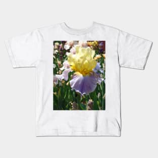 Purple and Yellow Bearded Iris Flower Kids T-Shirt